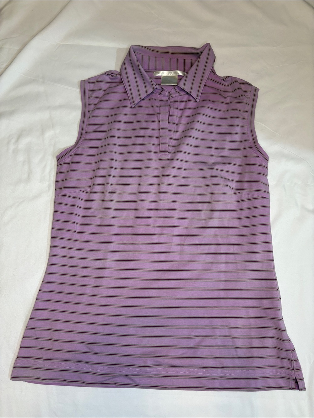 Y2K Ladies Nike Golf Collared Tank Purple Lavender Stripe Vintage Cotton Blend